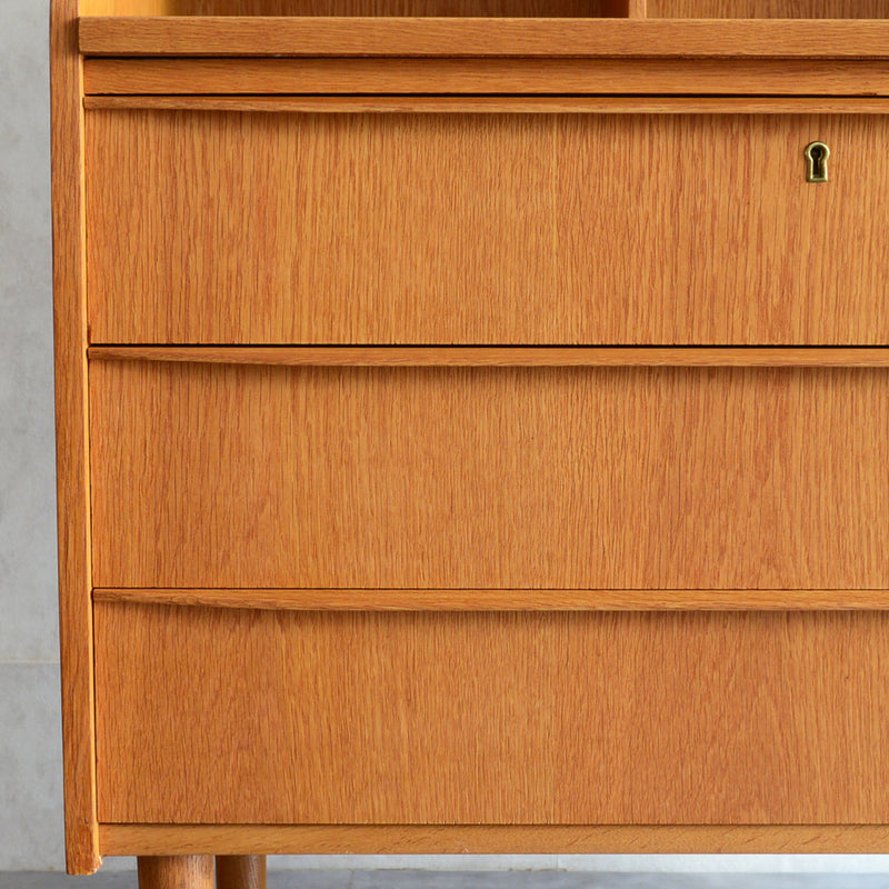 デンマーク　オークビューロー／ミラー付　5-1(ウッドオイル仕上）