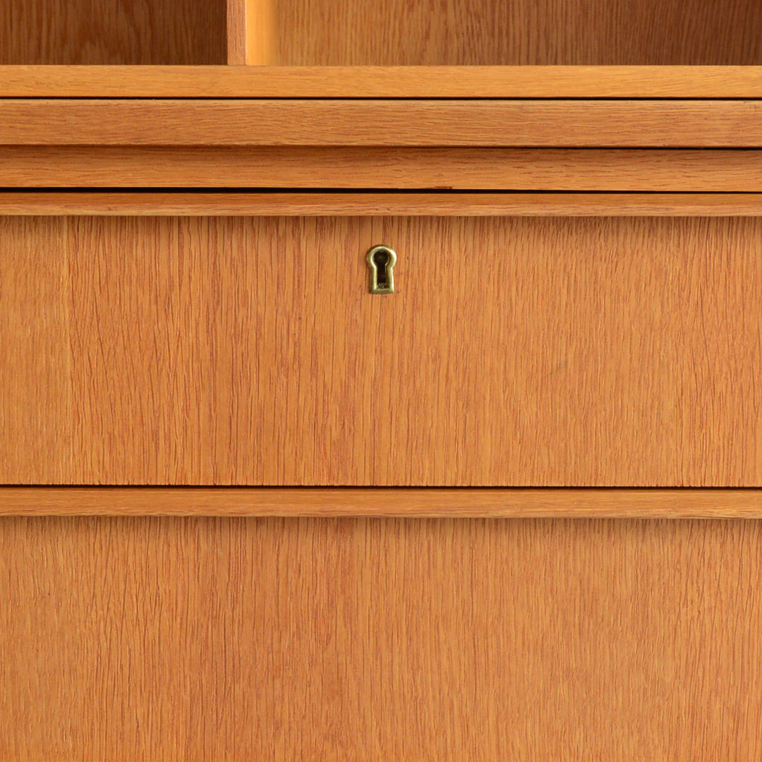 デンマーク　オークビューロー／ミラー付　5-1(ウッドオイル仕上）