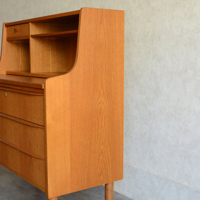 デンマーク　オークビューロー／ミラー付　5-1(ウッドオイル仕上）