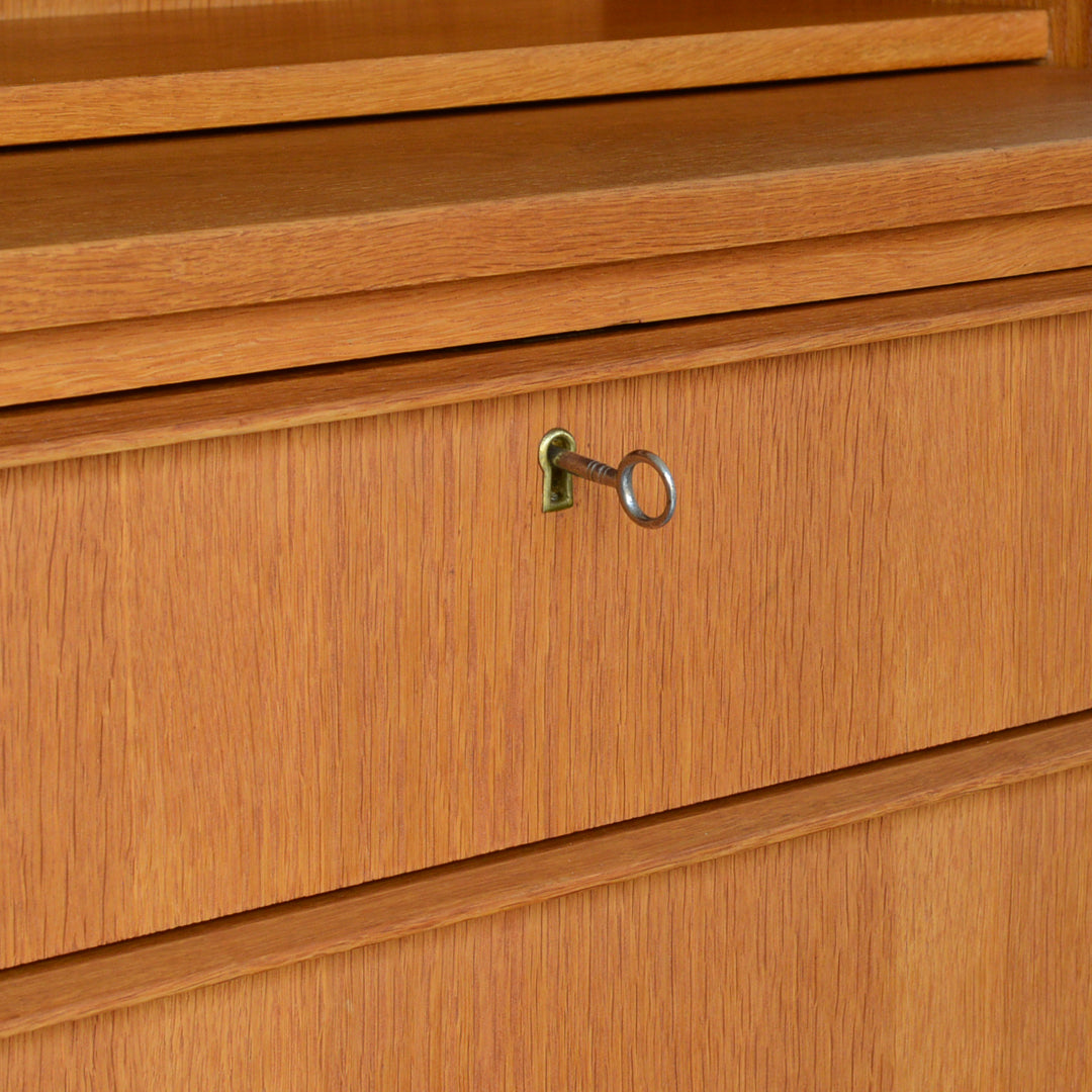 デンマーク　オークビューロー／ミラー付　5-1(ウッドオイル仕上）