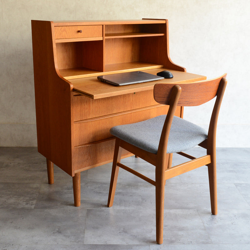 デンマーク　オークビューロー／ミラー付　5-1(ウッドオイル仕上）