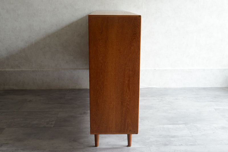 ガラス&チーク　ナローキャビネット005