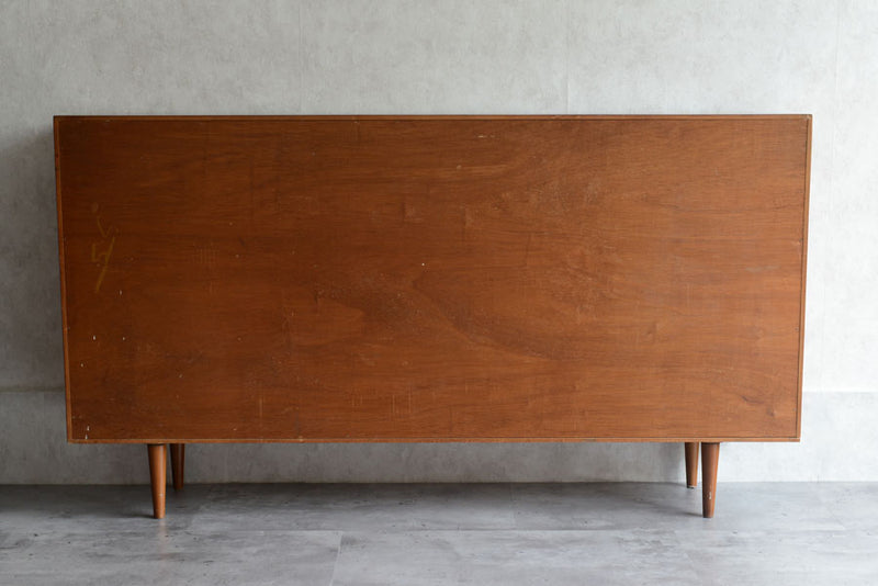 ガラス&チーク　ナローキャビネット005