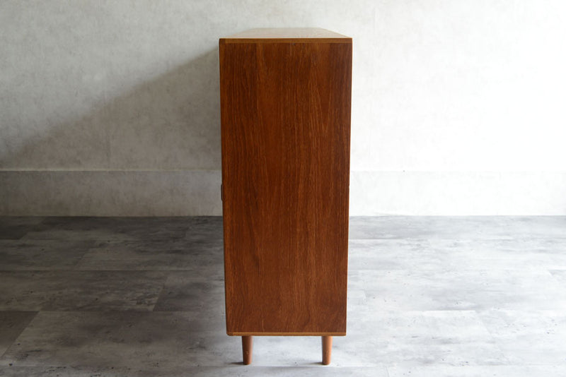 ガラス&チーク　ナローキャビネット005