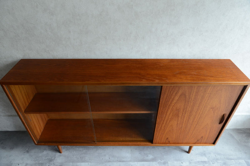 ガラス&チーク　ナローキャビネット005