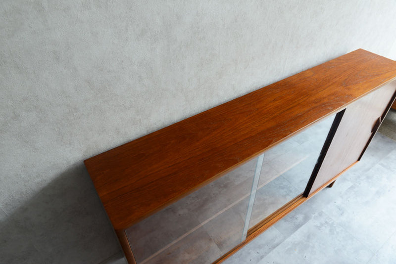 ガラス&チーク　ナローキャビネット005