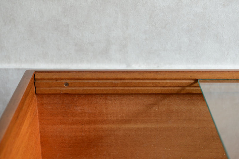 ガラス&チーク　ナローキャビネット005