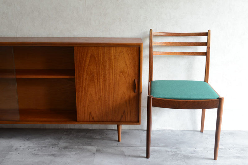 ガラス&チーク　ナローキャビネット005