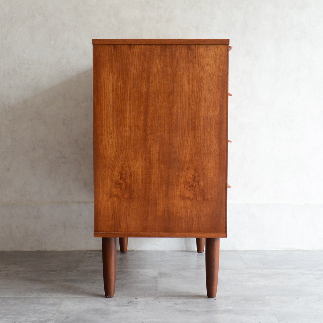 デンマークヴィンテージ  チークチェスト6-3(4段）鍵付 (ウッドオイル仕上）