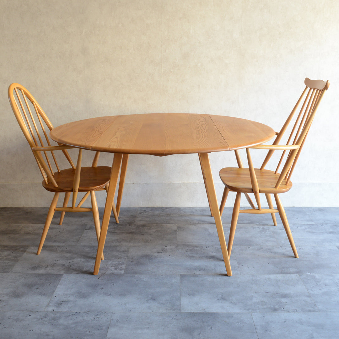 ERCOL アーコール ラウンド ドロップリーフテーブル 09（天板剥離再塗装済）