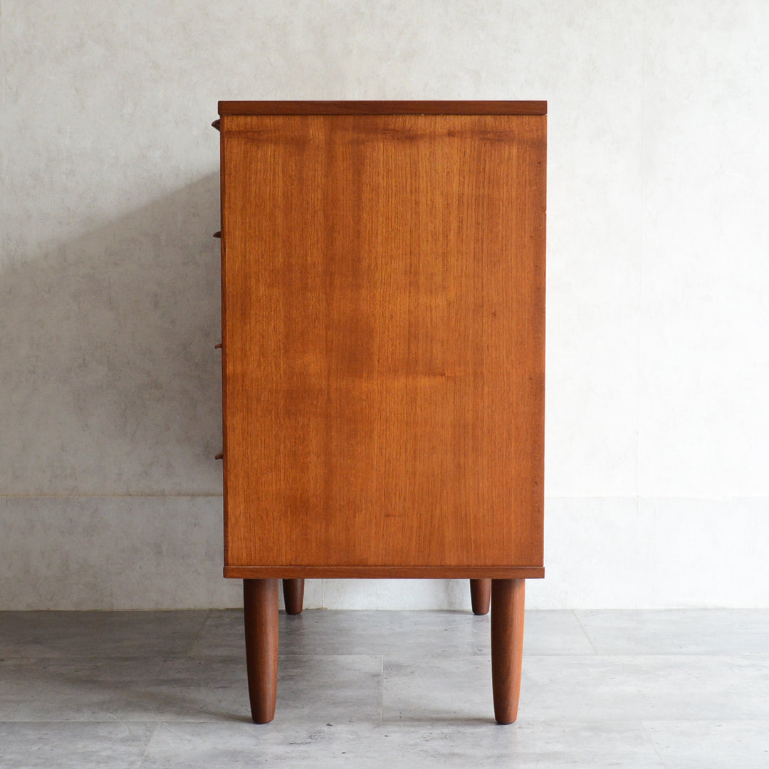 デンマークヴィンテージ  チークチェスト6-3(4段）鍵付 (ウッドオイル仕上）