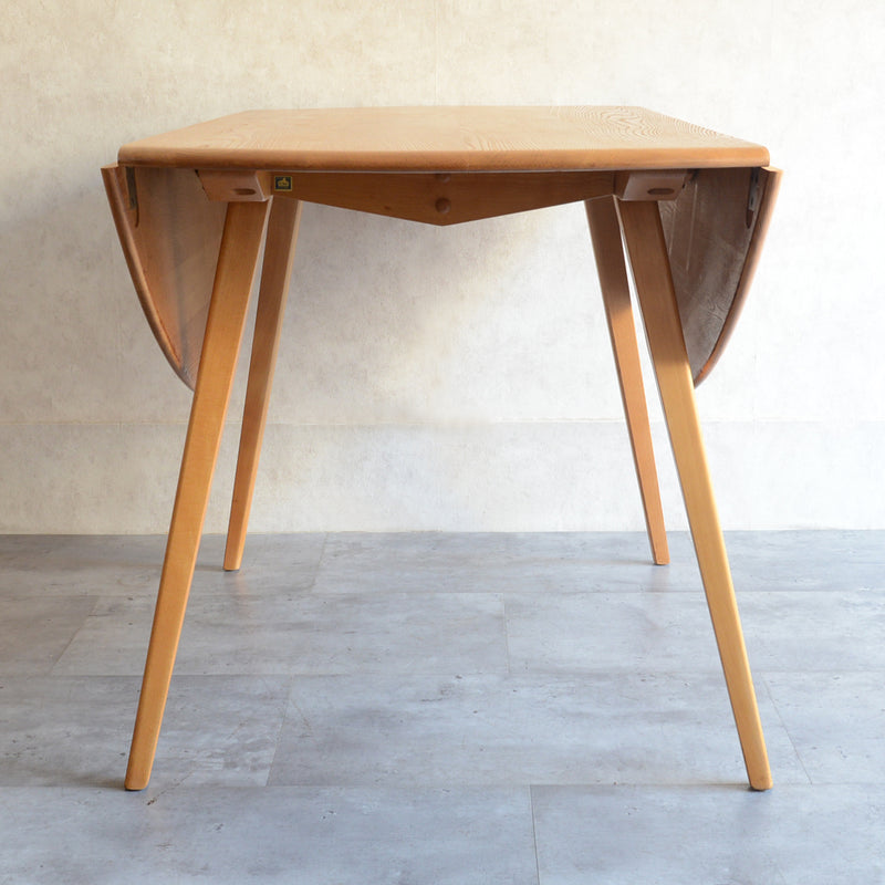 ERCOL アーコール ラウンド ドロップリーフテーブル 09（天板剥離再塗装済）
