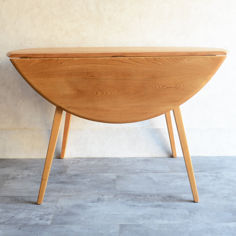 ERCOL アーコール ラウンド ドロップリーフテーブル 09（天板剥離再塗装済）