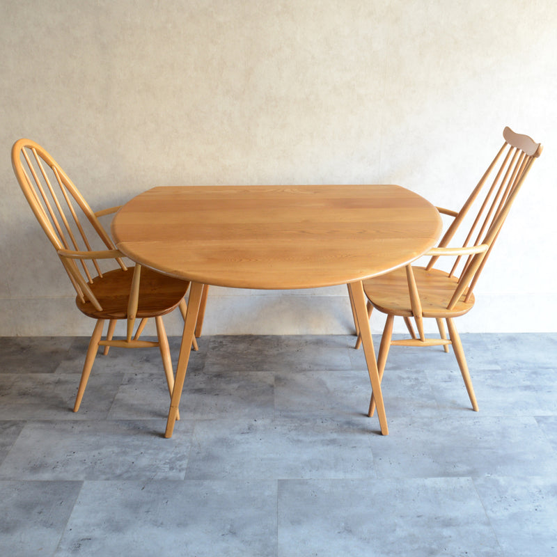 ERCOL アーコール ラウンド ドロップリーフテーブル 09（天板剥離再塗装済）