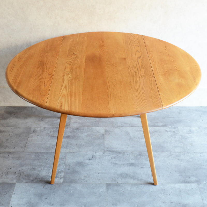 ERCOL アーコール ラウンド ドロップリーフテーブル 09（天板剥離再塗装済）