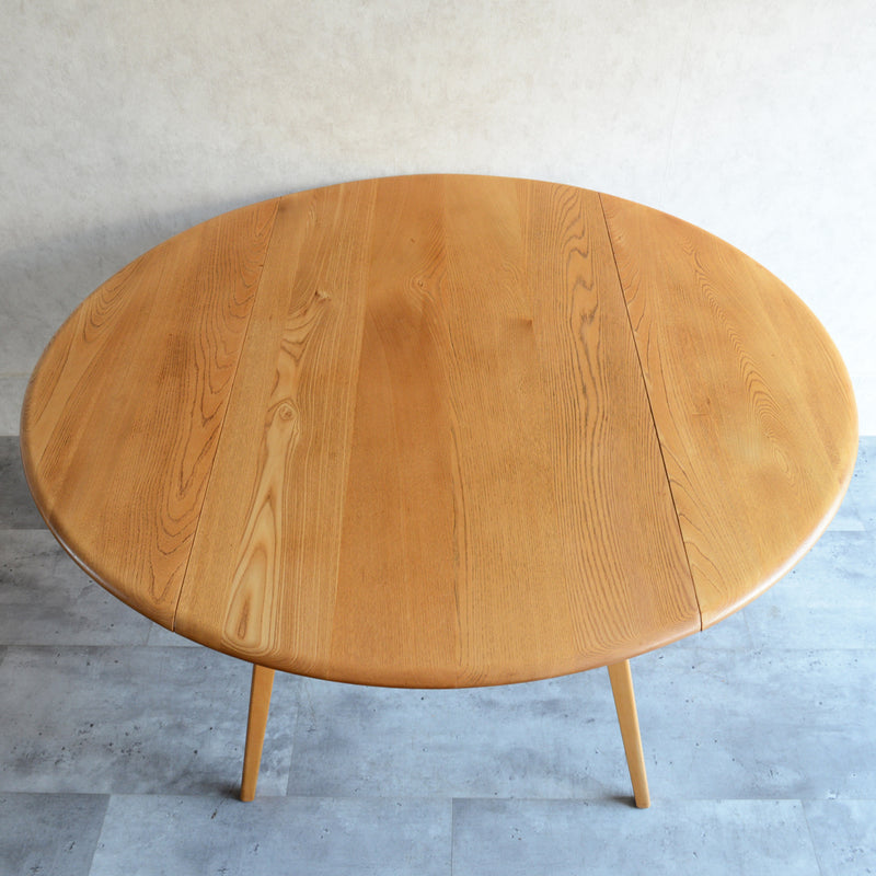 ERCOL アーコール ラウンド ドロップリーフテーブル 09（天板剥離再塗装済）