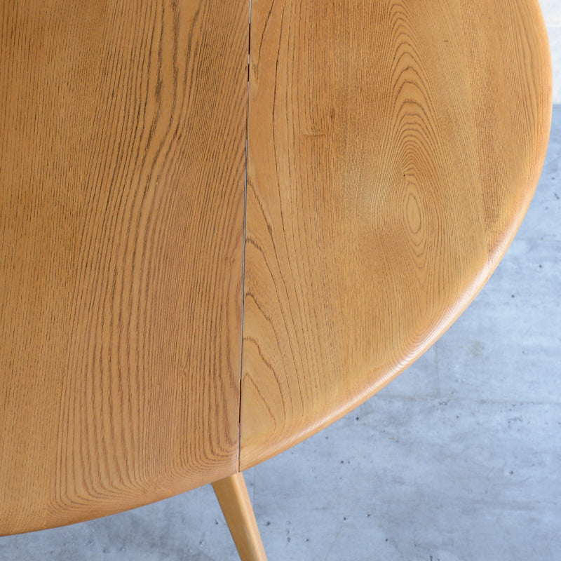 ERCOL アーコール ラウンド ドロップリーフテーブル 09（天板剥離再塗装済）