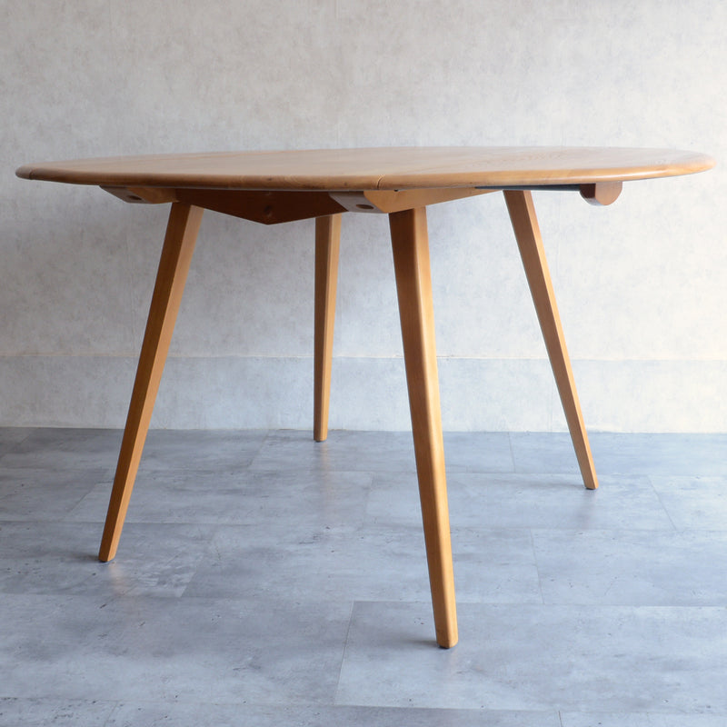 ERCOL アーコール ラウンド ドロップリーフテーブル 09（天板剥離再塗装済）
