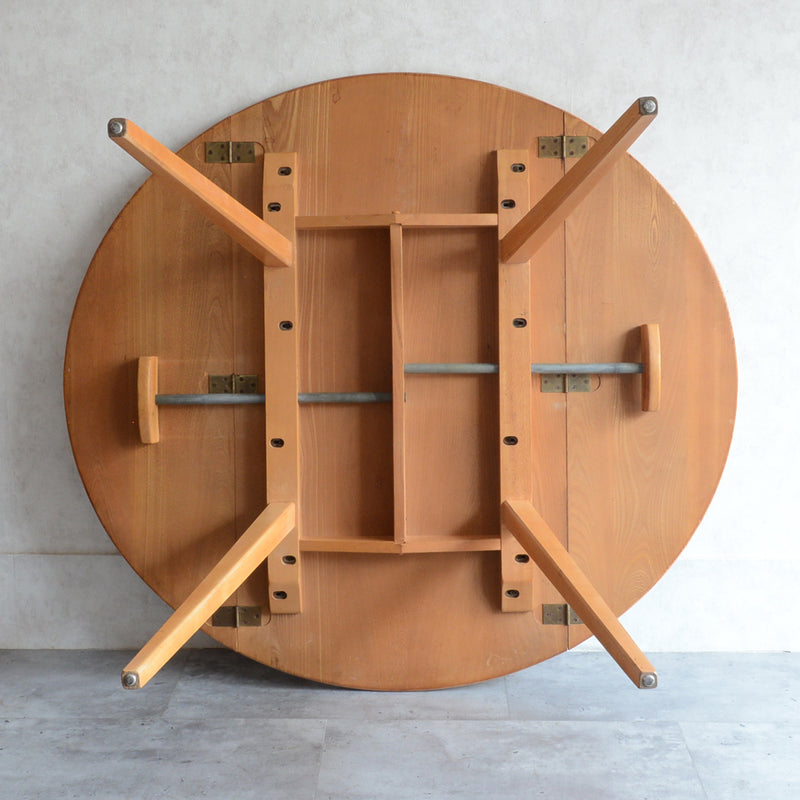 ERCOL アーコール ラウンド ドロップリーフテーブル 09（天板剥離再塗装済）