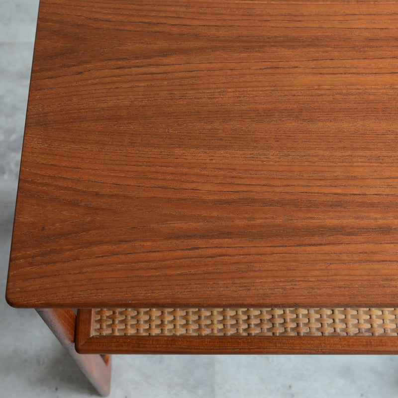 デンマーク ラタン棚付 サイドテーブル 5-2（ウッドオイル仕上）