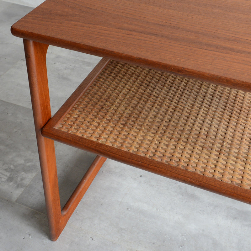 デンマーク ラタン棚付 サイドテーブル 5-2（ウッドオイル仕上）