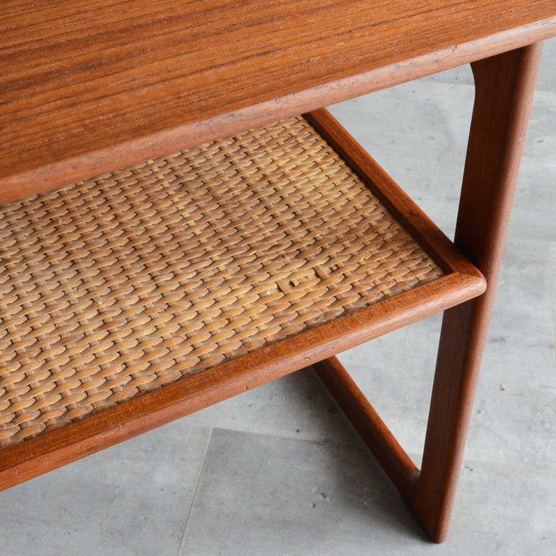 デンマーク ラタン棚付 サイドテーブル 5-2（ウッドオイル仕上）