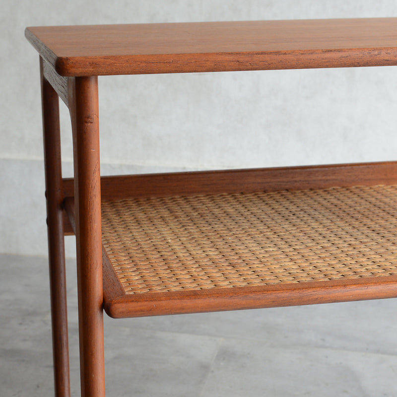 デンマーク ラタン棚付 サイドテーブル 5-2（ウッドオイル仕上）