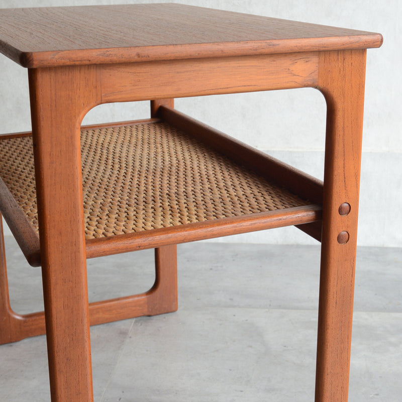 デンマーク ラタン棚付 サイドテーブル 5-2（ウッドオイル仕上）