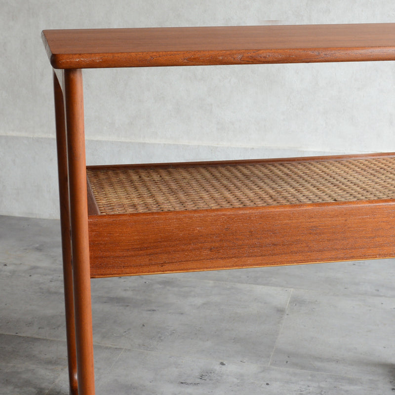 デンマーク ラタン棚付 サイドテーブル 5-2（ウッドオイル仕上）