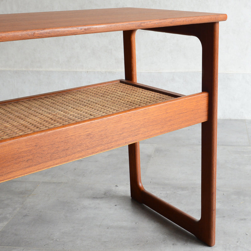 デンマーク ラタン棚付 サイドテーブル 5-2（ウッドオイル仕上）