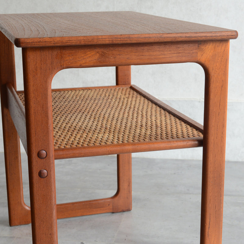 デンマーク ラタン棚付 サイドテーブル 5-2（ウッドオイル仕上）
