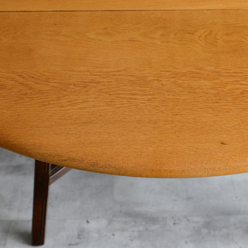 ERCOL アーコール ラウンド ドロップリーフテーブル ④（天板剥離再塗装済）