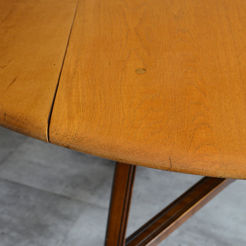 ERCOL アーコール ラウンド ドロップリーフテーブル ④（天板剥離再塗装済）