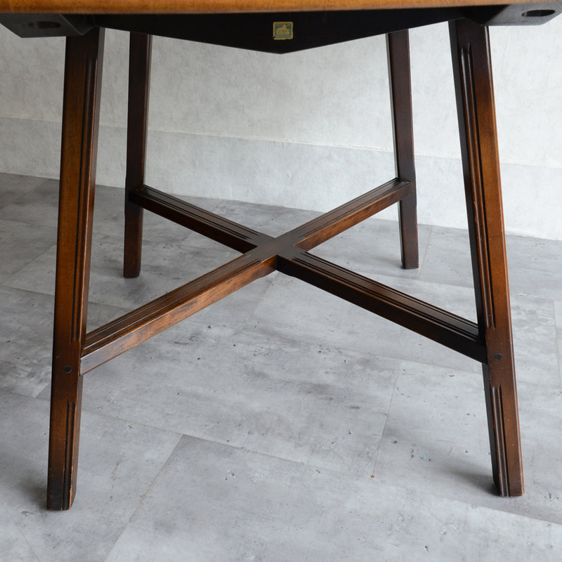 ERCOL アーコール ラウンド ドロップリーフテーブル ④（天板剥離再塗装済）