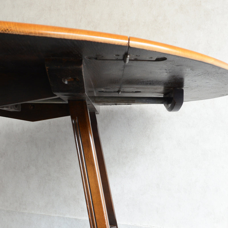 ERCOL アーコール ラウンド ドロップリーフテーブル ④（天板剥離再塗装済）