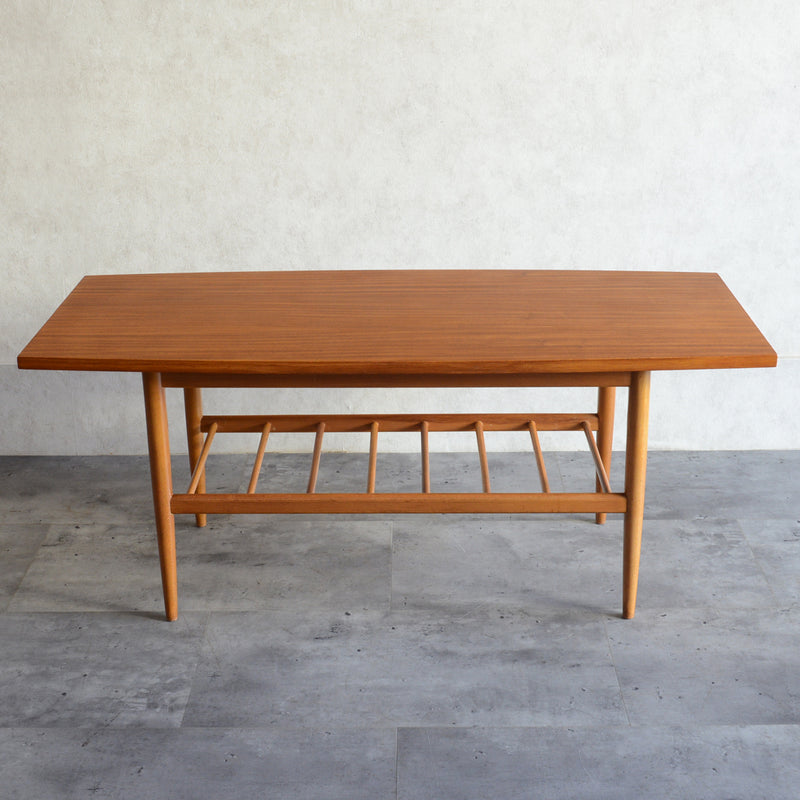 60S チーク ローテーブル 17 ラダー棚付(天板剥離再塗装済)