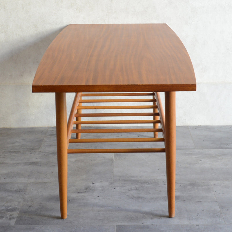 60S チーク ローテーブル 17 ラダー棚付(天板剥離再塗装済)