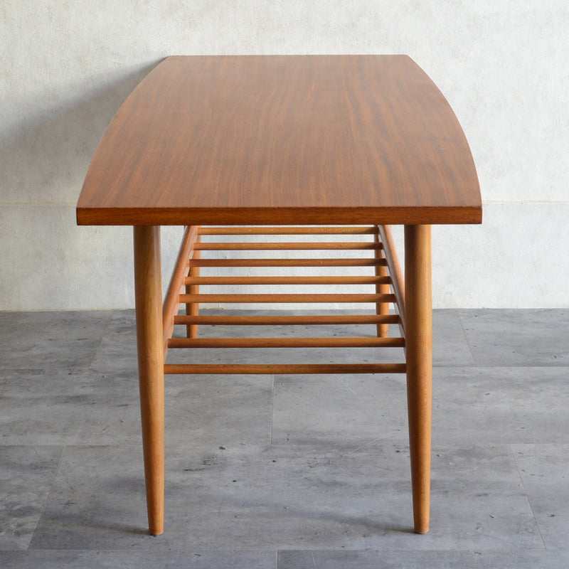 60S チーク ローテーブル 17 ラダー棚付(天板剥離再塗装済)