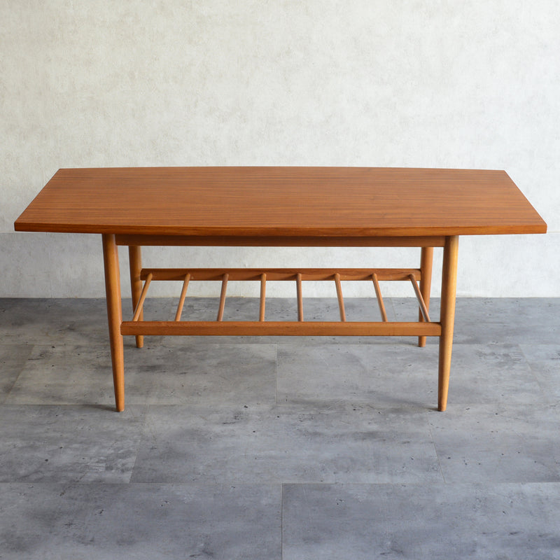 60S チーク ローテーブル 17 ラダー棚付(天板剥離再塗装済)