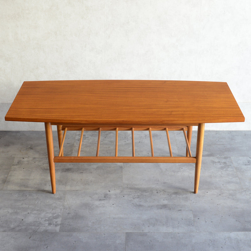 60S チーク ローテーブル 17 ラダー棚付(天板剥離再塗装済)