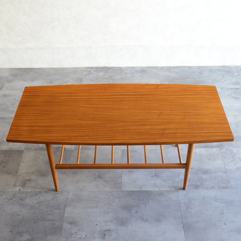 60S チーク ローテーブル 17 ラダー棚付(天板剥離再塗装済)