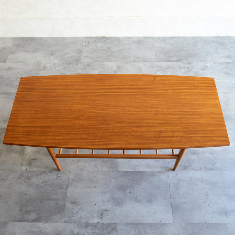 60S チーク ローテーブル 17 ラダー棚付(天板剥離再塗装済)