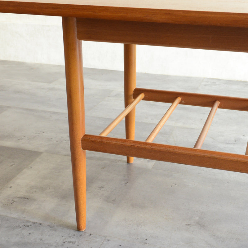 60S チーク ローテーブル 17 ラダー棚付(天板剥離再塗装済)