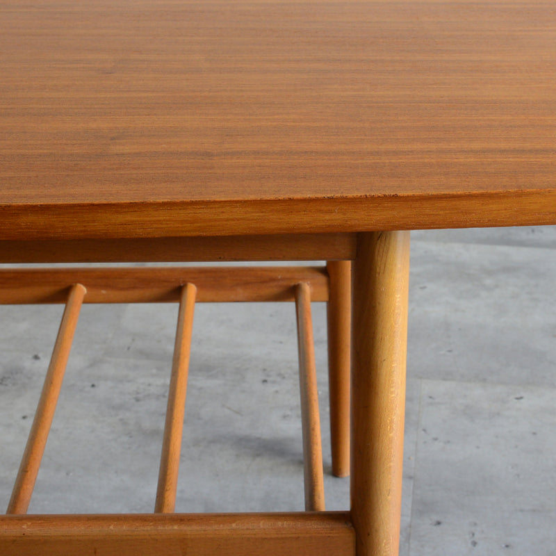 60S チーク ローテーブル 17 ラダー棚付(天板剥離再塗装済)