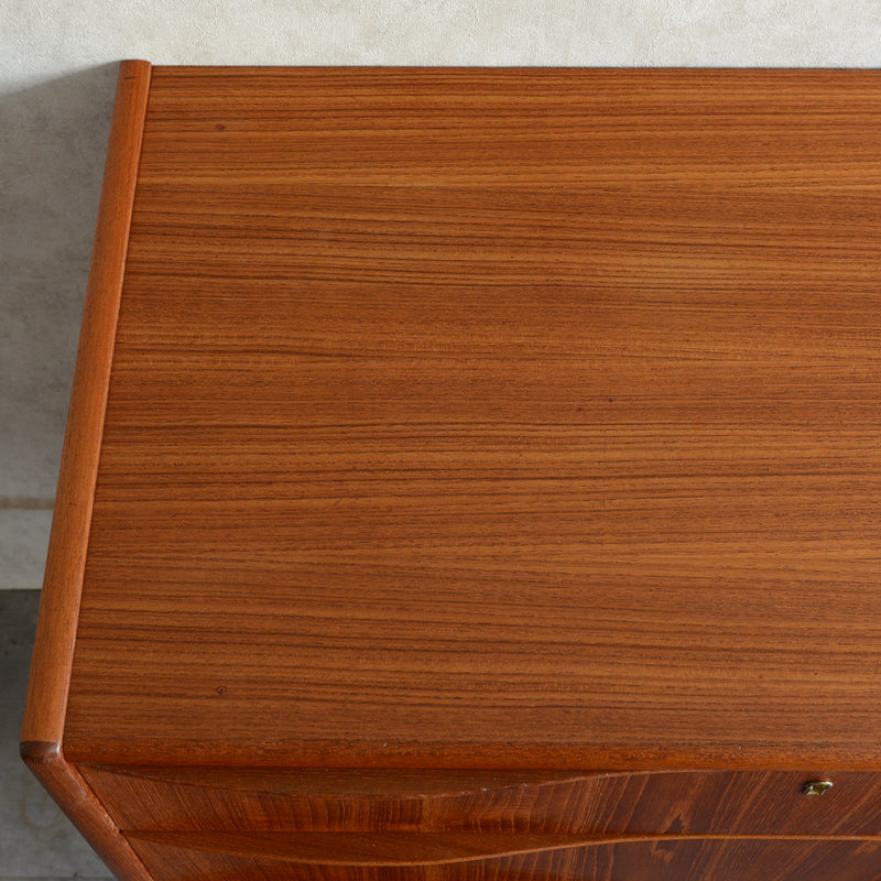 デンマークヴィンテージ  チーク４段チェスト 5-3(ウッドオイル仕上）鍵付