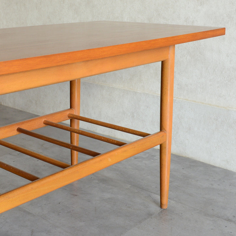 60S チーク ローテーブル 17 ラダー棚付(天板剥離再塗装済)