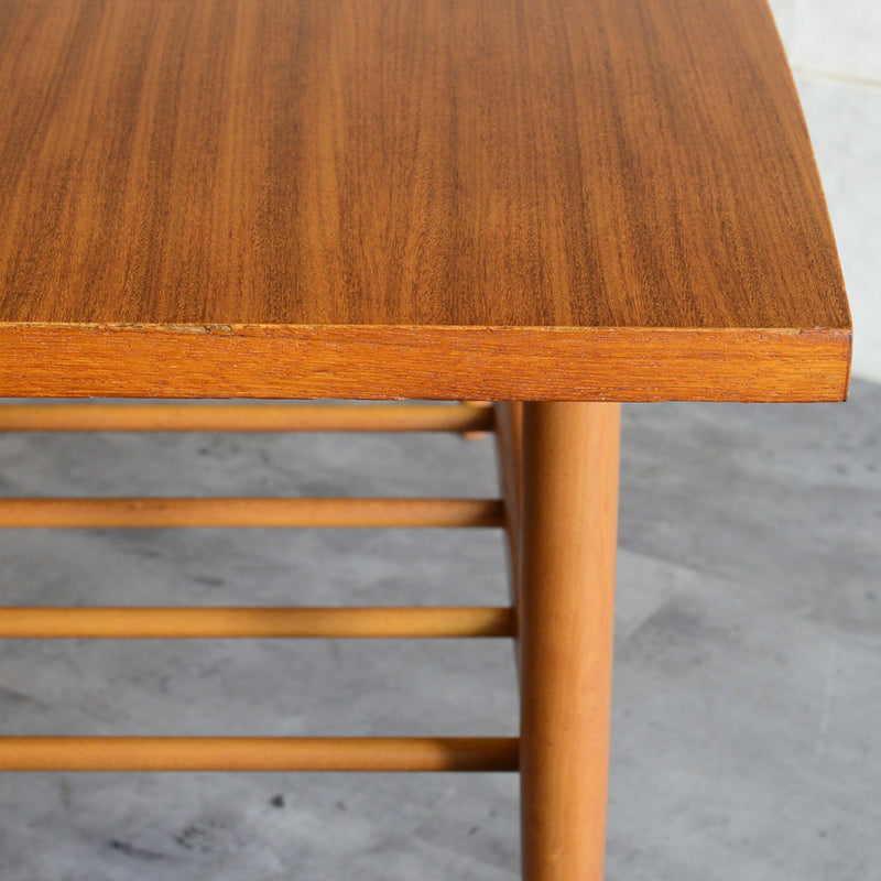 60S チーク ローテーブル 17 ラダー棚付(天板剥離再塗装済)