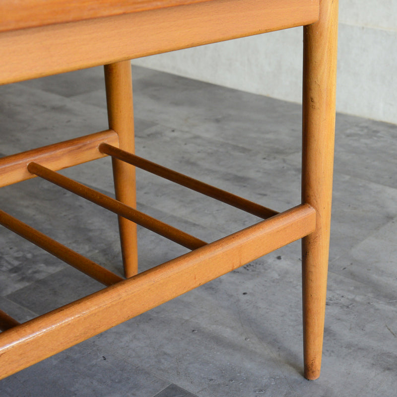 60S チーク ローテーブル 17 ラダー棚付(天板剥離再塗装済)