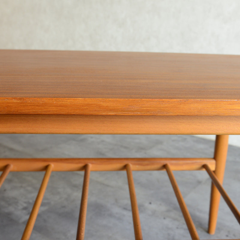 60S チーク ローテーブル 17 ラダー棚付(天板剥離再塗装済)