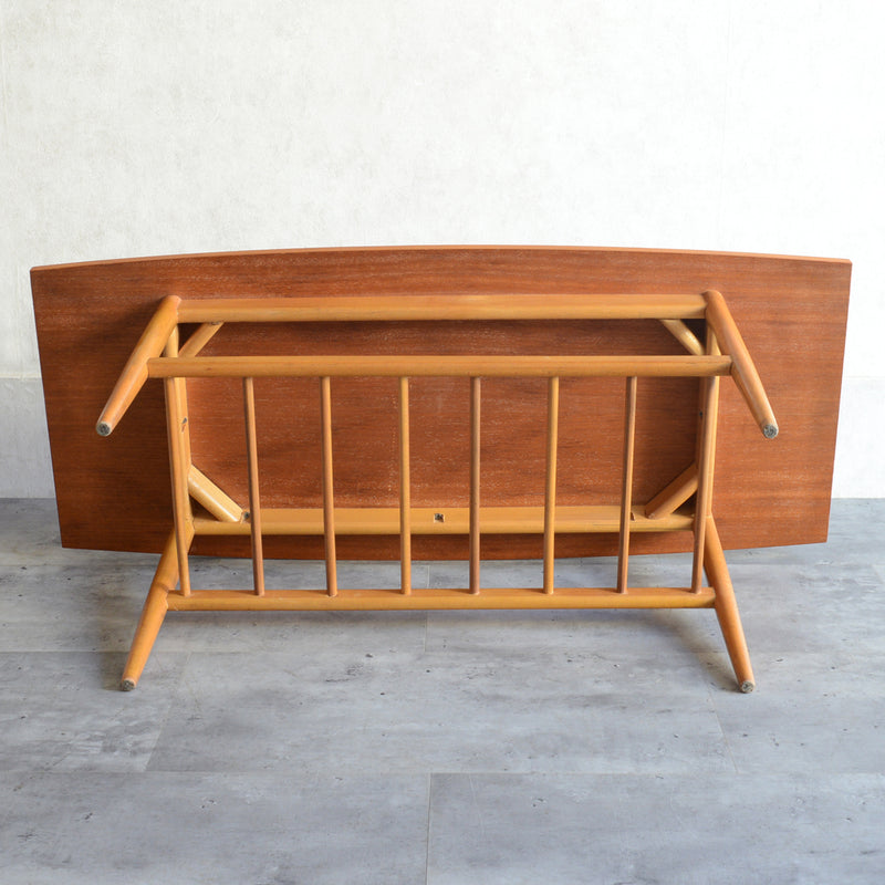 60S チーク ローテーブル 17 ラダー棚付(天板剥離再塗装済)